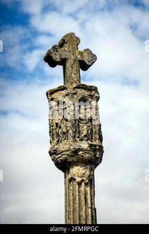 Überschreiten des Camino de Santiago, wie es Cenicero, der Provinz La Rioja, Spanien durchläuft Stockfoto
