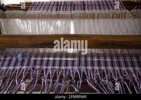 Detail eines Vintage Webstuhls Stockfoto