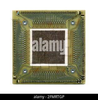 Kernspeicher eines Computers aus den 1970er Jahren, 1 KB Speicher, handgearbeitet, mit winzigen Ferritringen.mit Aufdruck 'Made in U.S.A.' auf der linken oberen Ecke. Stockfoto