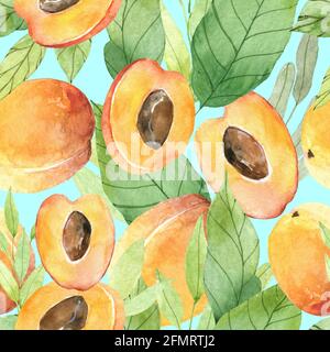 Pfirsichfarbenes Nahtmuster. Hintergrunddesign für Tee, Eis, Naturkosmetik, Stockfoto