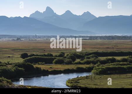 Grand Teton National Park Mountain Range, Blick von Idaho Stockfoto