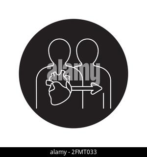 Symbol für die Farblinie der Herztransplantation. Spenderorgan. Piktogramm für Webseite, mobile App, Promo. UI UX GUI Design Element. Bearbeitbare Kontur. Stock Vektor