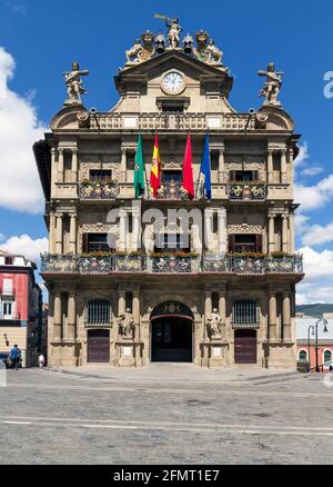 Rathaus von Pamplona, Navarra, SPANIEN. Stockfoto