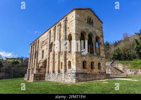 Kirche Santa Maria del Naranco, IX Jahrhundert, in Oviedo Asturien, Spanien, UNESCO Stockfoto