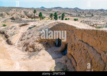 Troglodytenhaus im Dorf Matmata Tunesien, Afrika Stockfoto