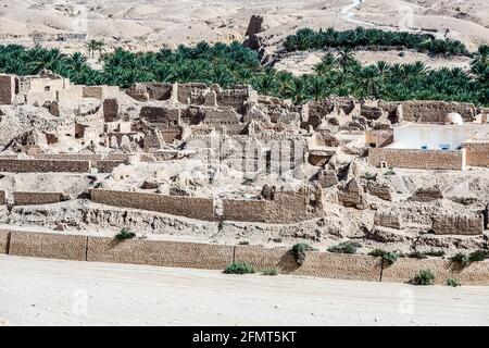 Old Berber Village, Tamerza Mides Ruinen eines alten Dorfes in der Bergoase Chebika. Tunise Stockfoto