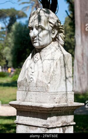 Marmorbüste von Pietro Giordani, Pincio-Gärten, Rom, Italien Stockfoto