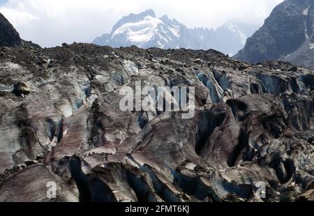 Fronte del ghiacciaio Mer de Glace a Montenvers, Chamonix Stockfoto