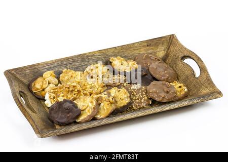 Schokolade Haselnussmandel, gezuckerte mediterrane Speisen Dessert Stockfoto