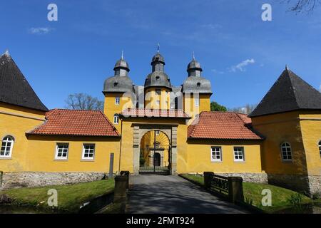 Schloss holte oder Holter Schloss, barockes Wasserschloss aus dem 17. Jahrhundert, Schloss Holte-Stukenbrock, Nordrhein-Westfalen, Deutschland Stockfoto