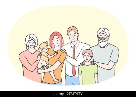 Glückliche Familie, Elternschaft, Generationen, Kinderkonzept Stock Vektor