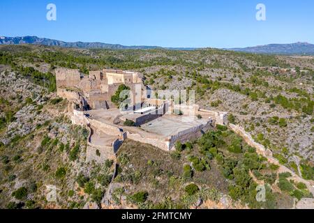 Schloss der Templer in Miravet, Provinz Tarragona. Spanien. Stockfoto