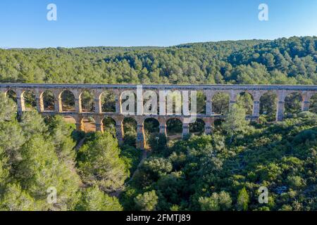 Blick auf das römische Aquädukt Pont del Diable, Tarragona, Spanien Stockfoto