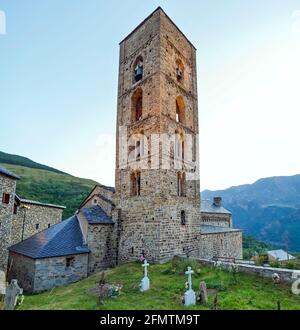 Romanische Kirche von Santa Eulalia de Erill la Vall., Katalonien, Spanien Stockfoto