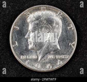 Silberne halbe-Dollar-Münze von john Fitzgerald kennedy 1964 Stockfoto