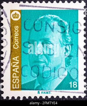 SPANIEN - UM 1985: Eine in Spanien gedruckte Briefmarke zeigt ein Porträt des spanischen Königs Juan Carlos I. ohne Inschrift aus der Serie 'König Juan Carlos I' Stockfoto