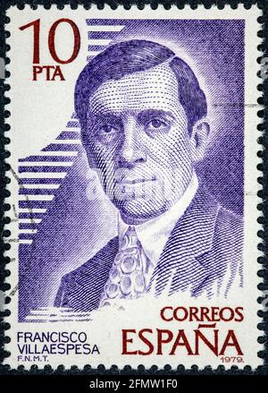 SPANIEN - UM 1979: Eine in Spanien gedruckte Briefmarke zeigt Francisco Villaespesa Stockfoto
