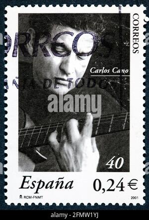 SPANIEN - UM 2001: Eine in Spanien gedruckte Briefmarke zeigt Carlos Cano Stockfoto