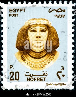 Ägypten - um 2000:eine in ÄGYPTEN gedruckte Briefmarke zeigt Noblewoman und Prinzessin Nofret die Serie 'Luftpost - Pharaonen' circa 2000 Stockfoto