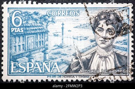 SPANIEN - UM 1968: Briefmarke gedruckt von Spanien, zeigt Rosalia de Castro, um 1968 Stockfoto