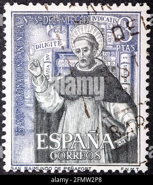 SPANIEN - UM 1963: Eine in spanien gedruckte Briefmarke zeigt San Raimundo de Penafort, um 1963 Stockfoto