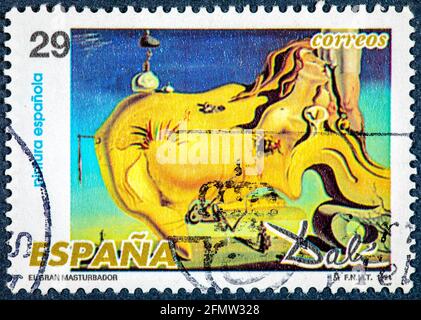 SPANIEN - UM 1994: Stempel gedruckt von Spanien zeigt Bild der große Masturbator gemalt von Dali Stockfoto