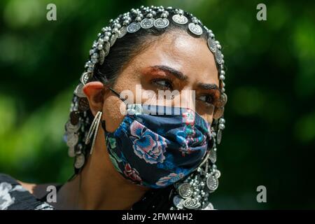 Portland, USA. Mai 2021. Am 11. Mai 2021 demonstrierten etwa hundert Personen im Namen Palästinas in der Nähe des Rathauses von Portland, Oregon. (Foto von John Rudoff/Sipa USA) Quelle: SIPA USA/Alamy Live News Stockfoto