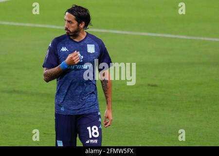 Lima, Peru. Mai 2021. Ezequiel Schelotto während eines Spiels zwischen Sporting Cristal (PER) und Racing (ARG) spielte im Estádio Nacional del Peru in Lima, Peru. Spiel gültig für Gruppe E, vierte Runde der Gruppenphase von CONMEBOL Libertadores 2021. Kredit: Ricardo Moreira/FotoArena/Alamy Live Nachrichten Stockfoto