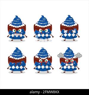 Sweety Kuchen Heidelbeere Cartoon-Charakter mit verschiedenen wütenden Ausdrücke. Vektorgrafik Stock Vektor