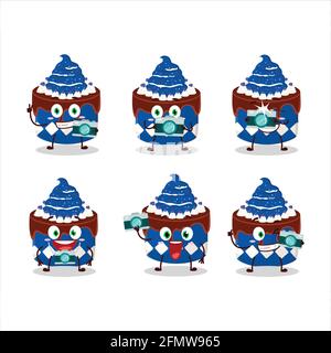 Fotograf Beruf Emoticon mit süßlichen Kuchen Heidelbeere Cartoon-Figur. Vektorgrafik Stock Vektor