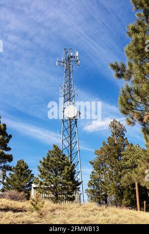 Kommunikationsturm auf dem Berg Mt. Lemmon, Santa Catalina Mountains, Tucson, Arizona Stockfoto