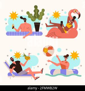 Flache Sommerkollektion Vector Illustration. Stock Vektor