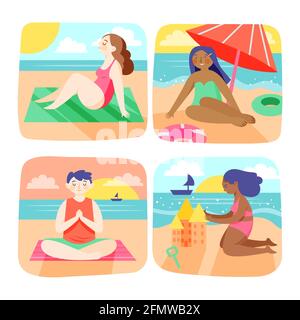 Flache Sommerkollektion Vector Illustration. Stock Vektor