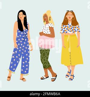 Flache Sommerkollektion Vector Illustration. Stock Vektor