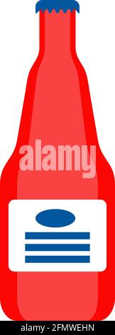 Sauce Flasche mit Tomatenketchup. Grillgerichte. Grillparty, Picknick im Freien. Stock Vektor