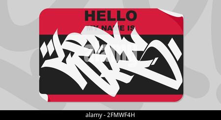 Abstrakte Graffiti Sticker Hallo, Mein Name Ist Mit Einigen Street Art Lettering Vektor Illustration Art Stock Vektor