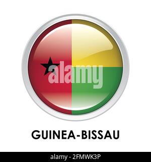 Runde Flagge von Guinea-Bissau Stockfoto