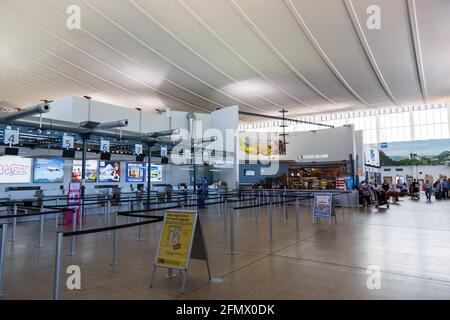 Memmingen, Deutschland – 18. Juni 2017: Terminal des Flughafens Memmingen (FMM) in Deutschland. Stockfoto