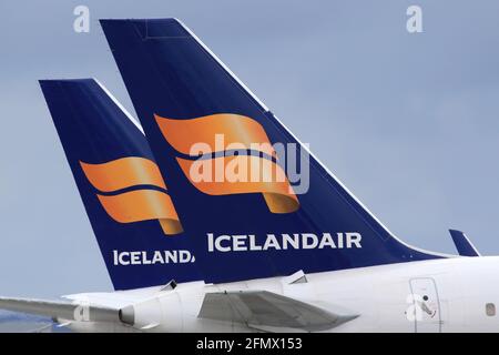 Reykjavik, Island – 02. Juli 2017: Icelandair Boeing fährt am Flughafen Keflavik (KEF) in Island. Boeing ist ein Flugzeughersteller mit Sitz in Seattle, Stockfoto