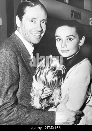 Hepburn, Audrey, 4.5.1929 - 20.1.1993, britische Schauspielerin, mit Ehemann Mel Ferrer, (* 1917), 1959, ZUSÄTZLICHE-RIGHTS-CLEARANCE-INFO-NOT-AVAILABLE Stockfoto