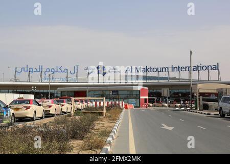 Dubai, Vereinigte Arabische Emirate - 5. März 2017: Dubai World Central Al Maktoum International Airport (DWC) in den Vereinigten Arabischen Emiraten. Stockfoto