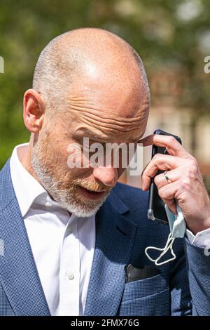 WESTMINSTER LONDON 12. Mai 2021. Stephen Kinnock, Schattenminister für Asien und Pazifik, Abgeordneter für Aberavon und Sohn des ehemaligen Labour-Vorsitzenden Neil Kinnock, der im Parlament eintrifft. Credit amer Ghazzal/Alamy Live News Stockfoto