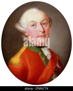 Joseph II. (1741–1790), Kaiser des Heiligen Römischen Reiches, Erzherzog von Österreich (1765-1790), Porträtminiatur von Adam Ludwig d'Argent, um 1780 Stockfoto