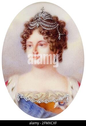 Maria Feodorovna (1759-1828), Kaiserin Consort von Russland (1796-1801), als Ehefrau von Kaiser Zar Paul I. von Russland, Porträtminiatur von Anthelme François Lagrenée, um 1823 Stockfoto