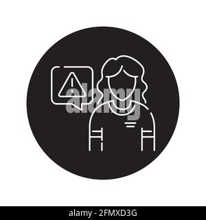 Beschreiben Sie das schwarze Glyphensymbol des Problems. Piktogramm für Webseite, mobile App, Promo. UI UX GUI Design-Element. Bearbeitbare Kontur. Stock Vektor