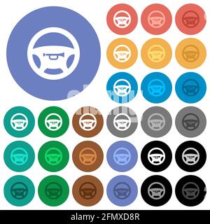 Autolupe mehrfarbige flache Symbole auf runden Hintergründen. Inklusive weißer, heller und dunkler Symbolvarianten für schwebe- und aktive Statuseffekte sowie Bonus Stock Vektor