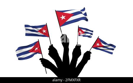 Die kubanische Nationalflagge wird geschwenkt. 3D-Rendering Stockfoto