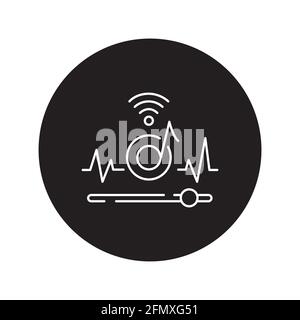 Schwarzes Glyphensymbol für Musik abonnieren. Piktogramm für Webseite, mobile App, Promo. UI UX GUI Design-Element. Bearbeitbare Kontur. Stock Vektor