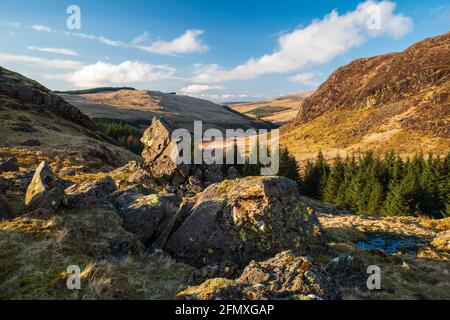 Der Blick vom Castle William auf das Afton Glen in der Nähe von New Cumnock, East Ayrshire, Schottland. Stockfoto