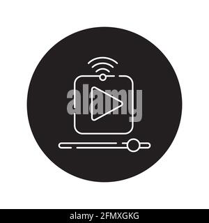 Schwarzes Glyphensymbol für Film abonnieren. Piktogramm für Webseite, mobile App, Promo. UI UX GUI Design-Element. Bearbeitbare Kontur. Stock Vektor